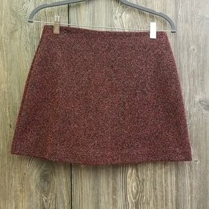 Topshop Cranberry Red Tweed Mini Skirt Sz 6